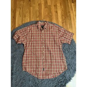 Vintage Abercrombie & Fitch Red Beige Button Down Shirt Size L